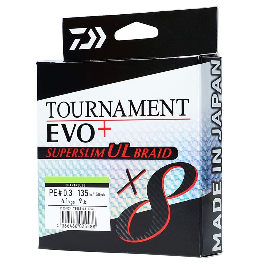 Daiwa Tournament X8 Braid Evo+ 0.10mm 6.7kg 135m Vert Foncé - Tresse 8 Brins