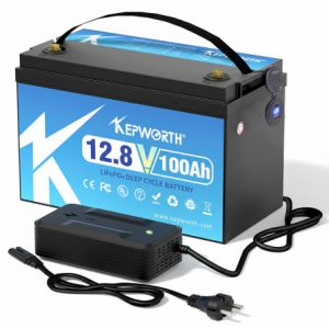 KEPWORTH Lithium LifePo4 akumuliatorius 12V 100Ah su 1xTYPE-C + 1xUSB QC3.0 + Voltmeter